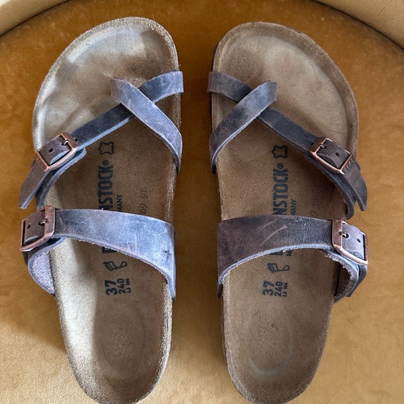 Birkenstock Brown Suede Cross-Strap Sandals Size 37 - Picture 3 of 4